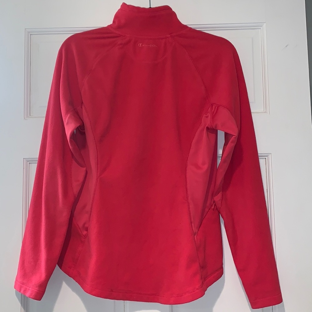 Champion Quarter Zip Soft Fleece Mock Pullover Size Medium Hot Pink - Picture 7 of 12
